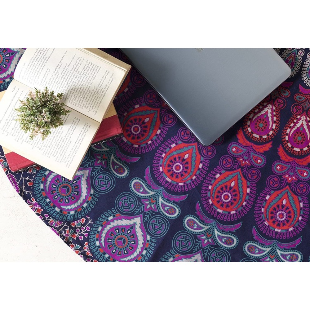Hippie Boho/Indie Symmetrical Pattern Colorful Table Cover/Yoga/Floor/Patio Mat - Picture 7 of 8